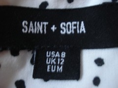 SAINT+SOFIA WHITE/POLKA DOT LYOCELL ZIP BUTTON CUFF 3/4 SLEEVE UK 12