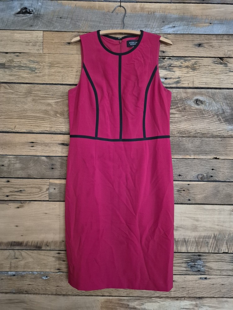 Black Label by Evan Picone Deep Red Sleeveless Shift Dress Structured Sz 10