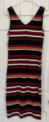 No Boundaries Striped Button Front Sleeveless Tank Dress L/G (11-13) Red Multi