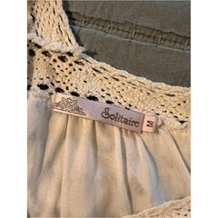 Solitaire White Crochet Knit Square Neck Dress Size Medium