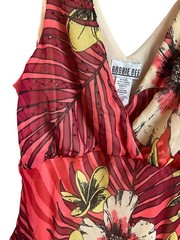 VTG Robbie Bee Med Y2K Midi Dress Floral Tropical Asymmetric handkerchief Beaded