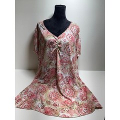 New Directions Women’s Shift Dress Sz 3XL Flowy Artsy V Neck Short Sleeve pit
