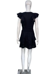 Isabel Marant Etoile Women&rsquo;s Audrey Linen Black Ruffled Short Mini Dress S 36