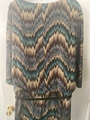 JBS Metallic Gold Multi Color Women Dress Kimono Sleeve w/belt WoW Elegant Party
