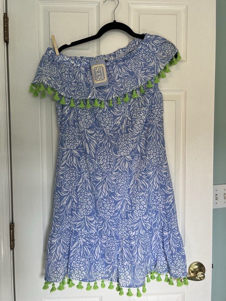 Sail to Sable Women&rsquo;s Hydrangea Pineapple Off The Shoulder Dress NWT