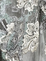 Mac Duggal 20294 Floral Embroidered Short Cap Sleeve Gown Seamist Size 14 NWT