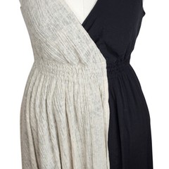 Maeve Womens XS Petite Elisabel Midi Asymmetrical Dress Black Cream Sleeveless