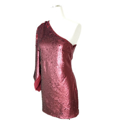 Keepsake No Signs Sequin One Shoulder Mini Dress S Berry New