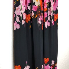 Eliza J black pink orange floral gold halter sleeveless maxi dress size 10