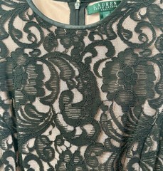 Lauren Ralph Lauren Nude Lace A-Line Dress, Size-10