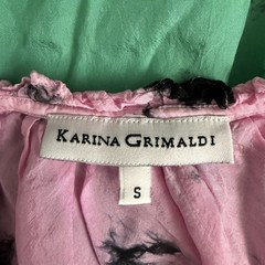 Karina Grimaldi Women&rsquo;s Small Pink and Green Tie-Dye Silk Ruffle Sleeve Dress