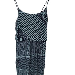 En Focus Studio Womens 10 Geometric Maxi Dress Navy Mint Green Tribal Sleeveless
