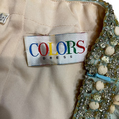 Colors Dress 2 Piece 6 100% Polyester Side Zips Flowing Skirt Beaded Throughout