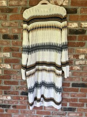 Lucky Brand 1X Longline Cardigan Sweater Southwestern Fair Isle Button Aztec