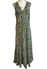 Derek Lam Dress Women&rsquo;s Size XL Armadillo Chiffon Maxi Green Tan Brown Flowy