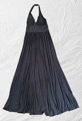 JS Boutique Black Halter V-Neck Maxi Dress Beaded Waist Lined Formal 6