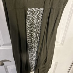 Apt. 9 Mini Dress Olive Green With Embroidery Boho Country Summer Womans Size L
