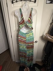 DEB WOMENS TROPICAL MAXI BODYCON DRESS SIZE SMALL