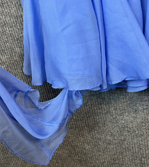 Ieena For Mac Duggal Thin Strap Tiered Chiffon Gown Size 4 Blue Romantic