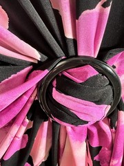 Ellen Tracy Black Pink Floral Pencil Dress Ring Detail Zip Knee Length Sz 2
