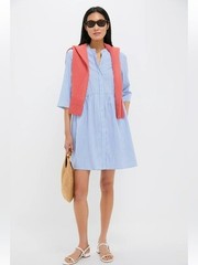 Tuckernuck Blue Stripe Royal Shirt Dress Preppy Classic Spring Summer – XL