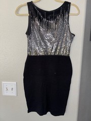 WOW Couture Black & Silver Sequin Bandage Bodycon Mini Dress – Size M