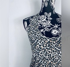 American Eagle neutral leopard print stretchy halter dress size medium