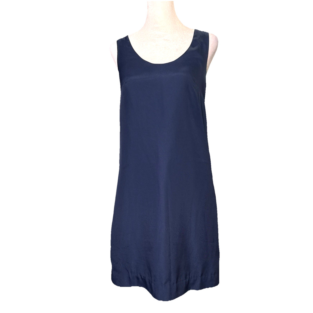 J CREW Navy Shift Dress 00 Twist Back Lightweight Old Money Minimalist Cocktail