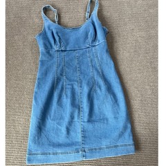 No Boundaries Womens Medium Wash Denim Mini Dress Stretch Side Zip Blue S 4-6