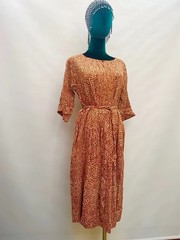 Brand New Toast Burnt Orange Geometric Midi Tie Waist Dress Size 10