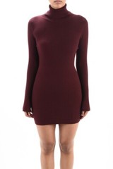 Yemak Women&rsquo;s Ribbed Turtleneck Long Sleeve Slim Fit Mini Dress MK8121