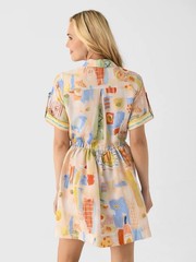 Hunter Bell Peyton Mini Shirt Dress Linen Blend Happy Hour S M L NWT Summer