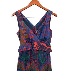 J. Crew Paisley Print Maxi Dress US 2 Tiered Ratti Scarf Colorful 100% Cotton