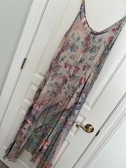 Johnny Was Floral Maxi Dress With Embroidered Ribbon Detail XL
