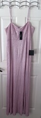 Lulu&rsquo;s MADE WITH LOVE Sparkle PINK Maxi Dress Size L Glamour Cutout Metallic NWT