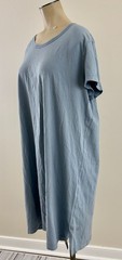 LULULEMON DAY TRIPPER Womens Sz 10/12 Blue Gray Cut Out Back Stretch Shirt Dress