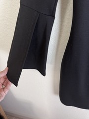 Lulus S Black Solid Boat Neck Mini Bodycon Dress Bell Long Sleeve Zip Stretch