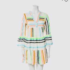 NWT Devotion Twins Ella Embroidered Boho Tiered Mini Dress White Resort Vacation