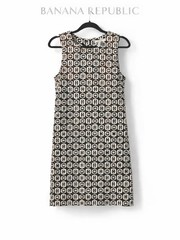 Banana Republic Brown & White Geometric Dress