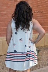 New PLUS SIZE Womens USA OVERSIZED AMERICAN STARS SLEEVELESS DRESS XL 1X 2X 3X
