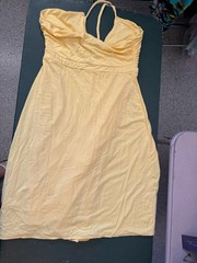 Boston Proper Yellow Halter Mini Dress Women&rsquo;s Small Rayon Stretch Empire Waist