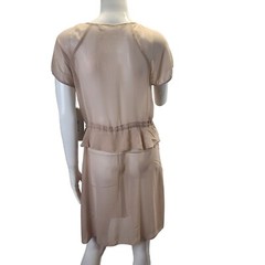 Sheer Button-Down Dress With Drawstring Waist & Ruffle Hem Size 6 Kensie NWT