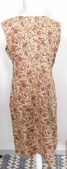 Womens M Beige Brown Paisley Sleeveless Square Neck Shift Knee Length Dress
