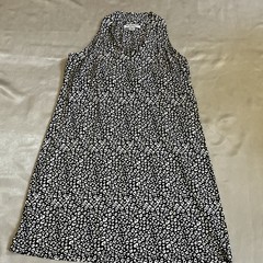 Tommy Bahama Women’s Shift Dress, L, Black/White Animal Print, V-Neck.