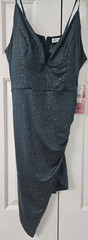 Emerald Sundae Juniors&rsquo; Glitter Ruched Mesh Back ,Mini Dress- Green XL NWT