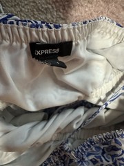 Express Women’s Blue White Mediterranean Spaghetti Strap Tie Maxi Pockets S