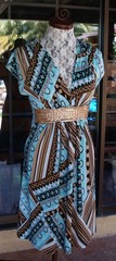 Empire Waist Back Tie Belted Knee Length Dress Sz. S 32&Prime; Bust