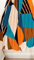 Shein Pleated Halterneck Top S Abstract Geometric Print