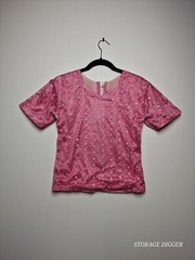 Womens Blouse & Sheer Skirt Small Pink Lined Classic Floral Embroidered Back Zip