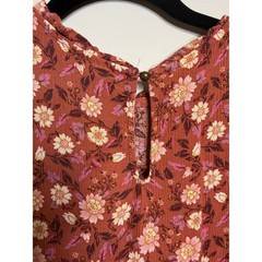 Knox Rose Womens XS Floral Tiered Sleeveless Mini Dress Rust Boho Mixed Print